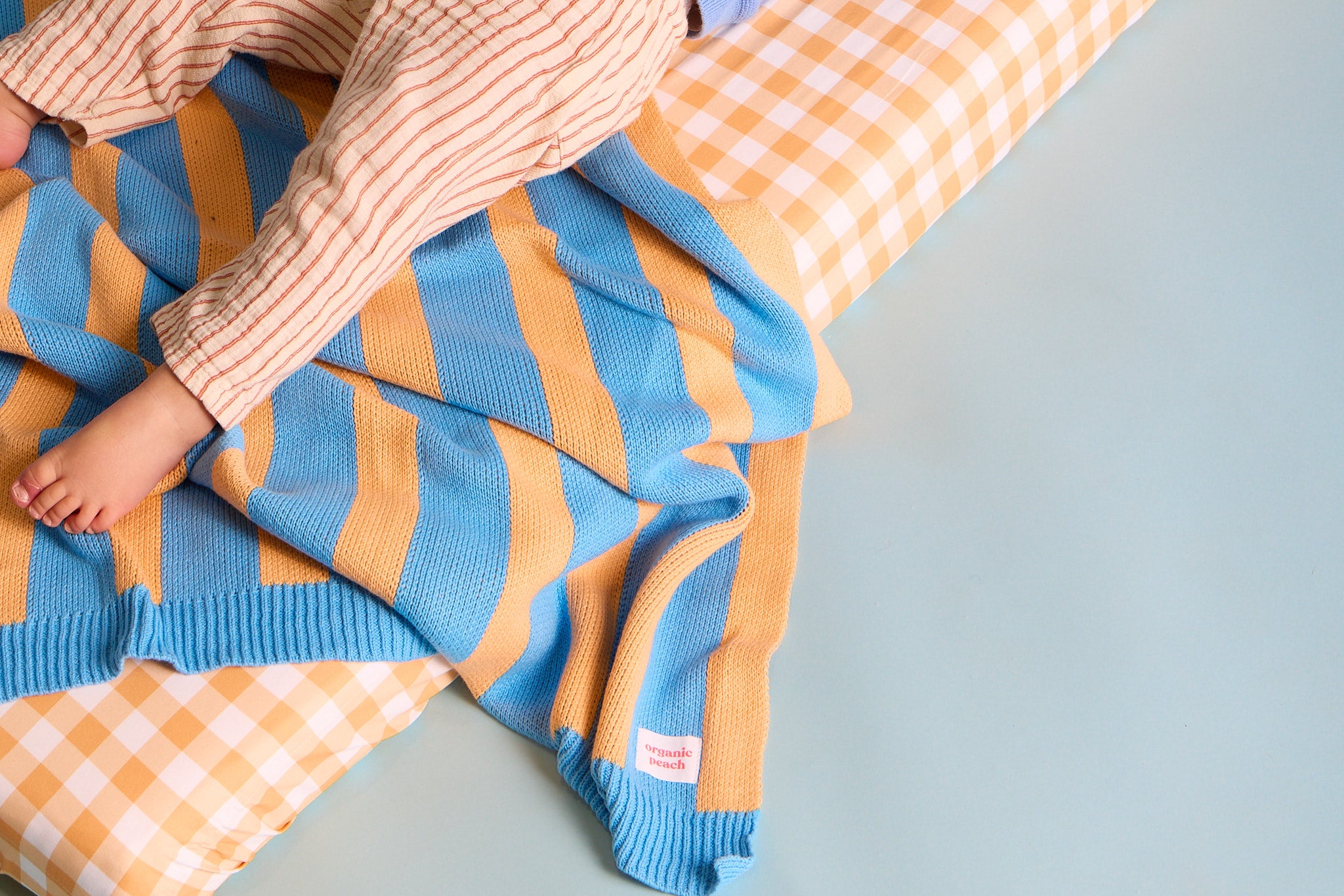 100% Organic Cotton Blanket - Bluebell & Apricot image 1