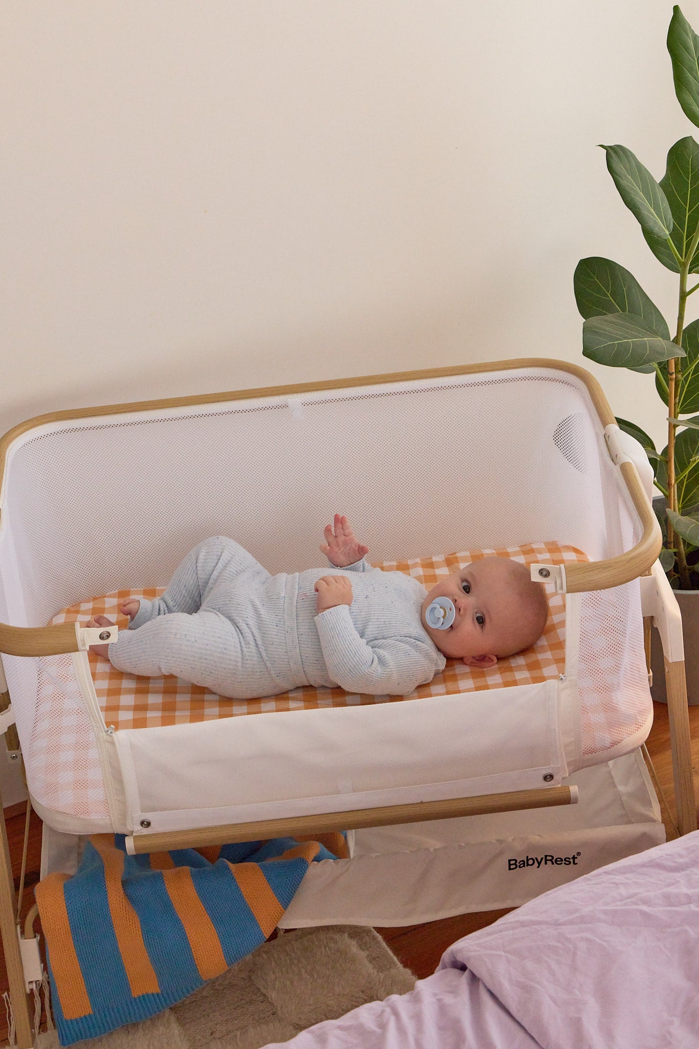 Euro Bassinet Waterproof Fitted Sheet - Citrus Gingham image 2